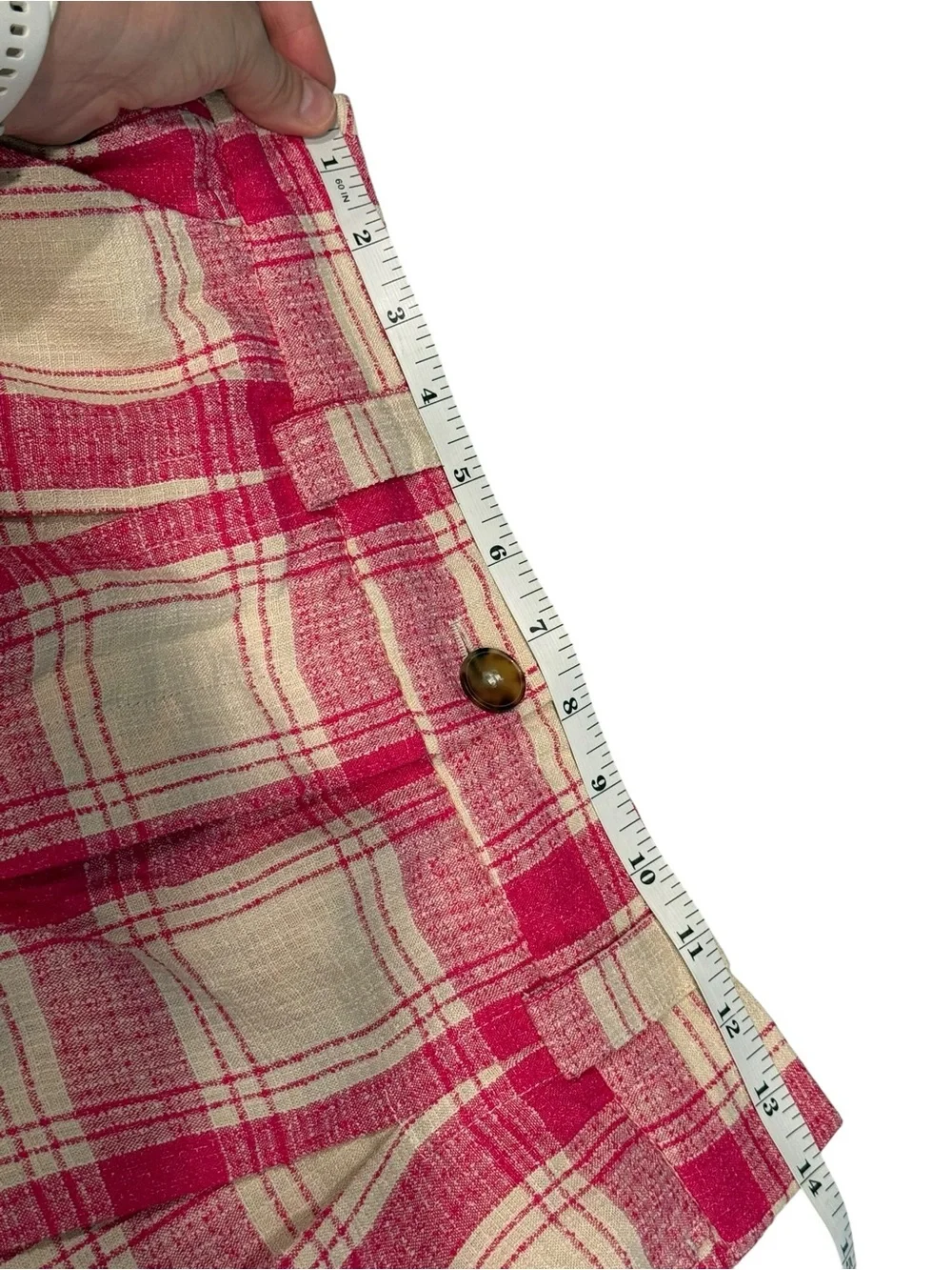 Sezane THÉOPHILE TROUSERS + TOMBOY SHIRT SET Linen In Pink White Check Sz38 US M